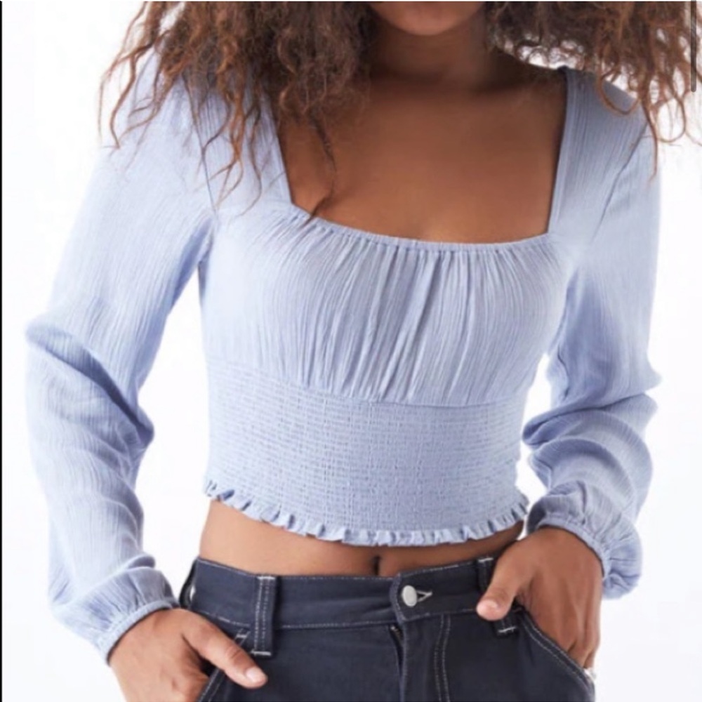 LA hearts smocked long sleeve top